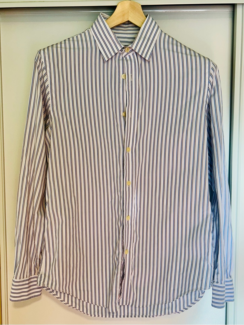 Club Monaco Dual Stripe Cotton Dress Shirt M